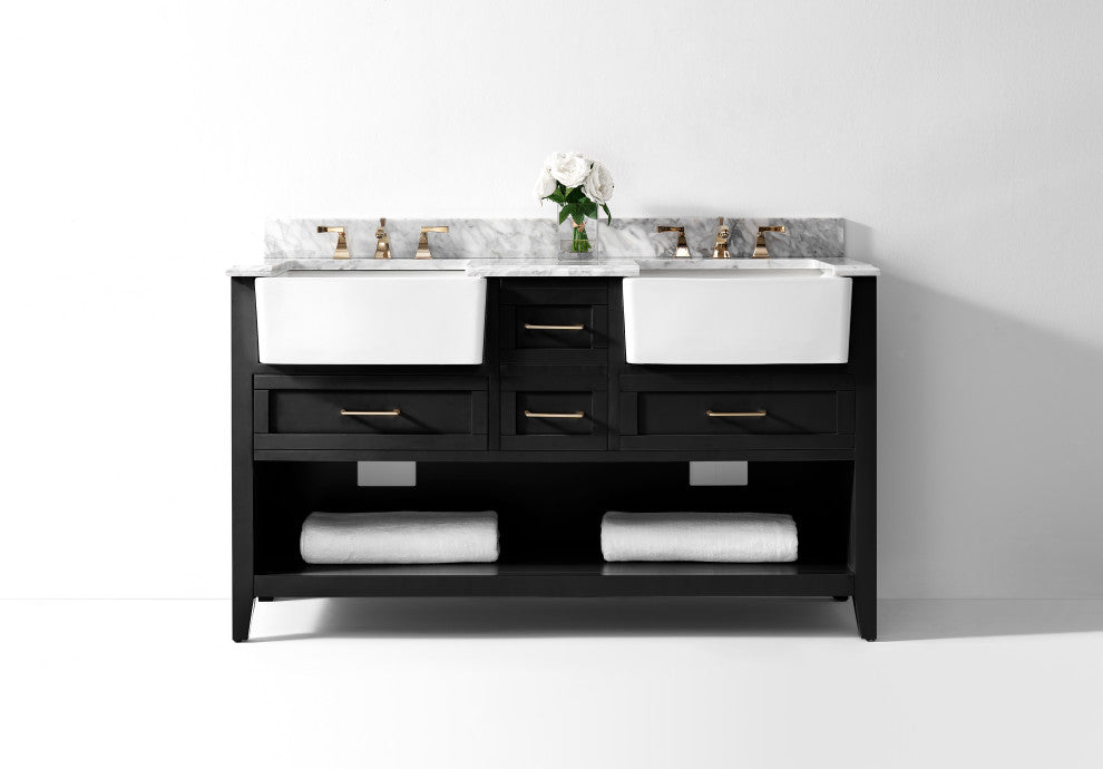 Hayley Bathroom Vanity Set, Black Onyx, 60"