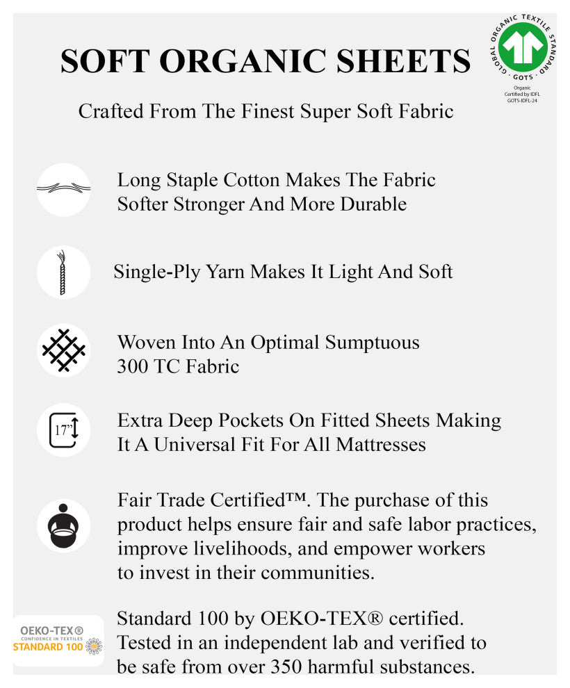 Organic Cotton Fitted Sheet, White, King, 78"x80"