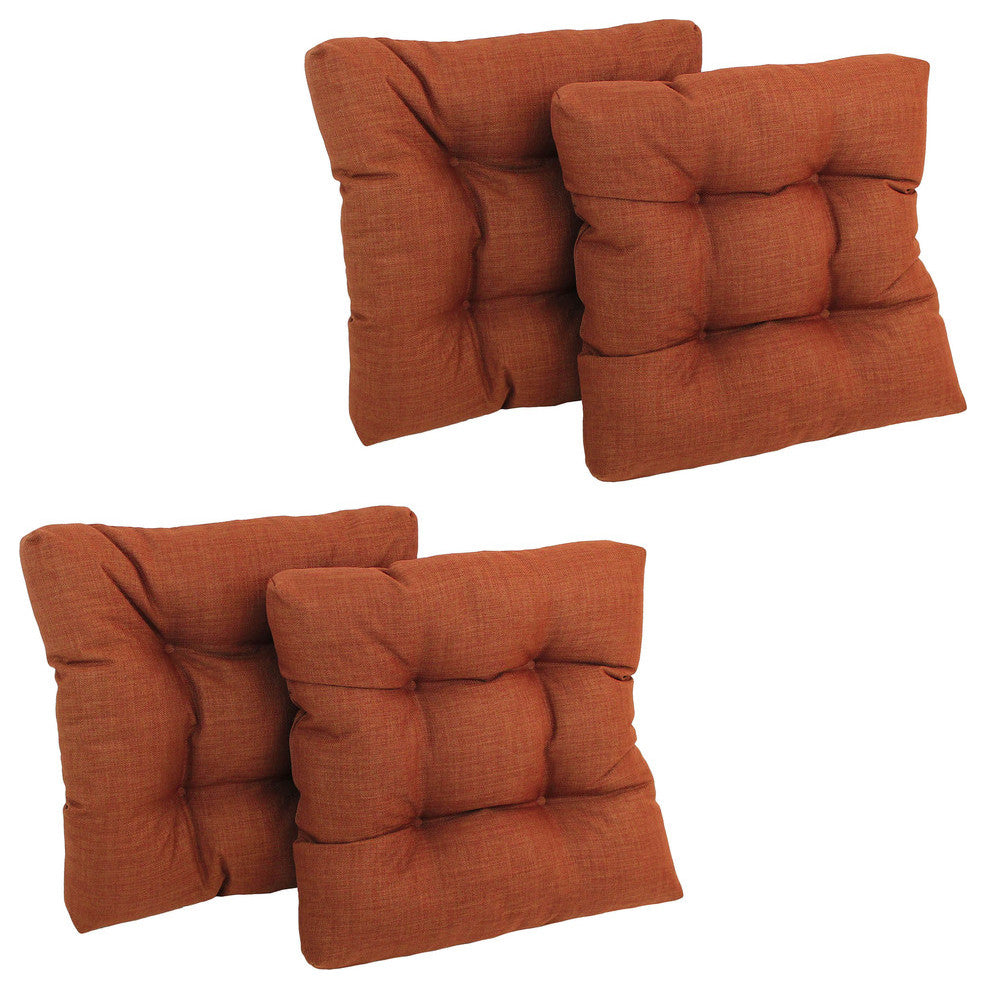 19" Squared Spun Polyester Tufted Dining Chair Cushion, Set of 4, Cinnamon