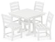 Lakeside 5-Piece Farmhouse Trestle Side Chair Dining Set, White
