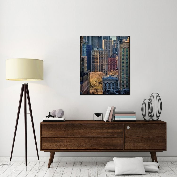 "City Life" Framed Canvas Giclee by Liyun Yu, 34x41"