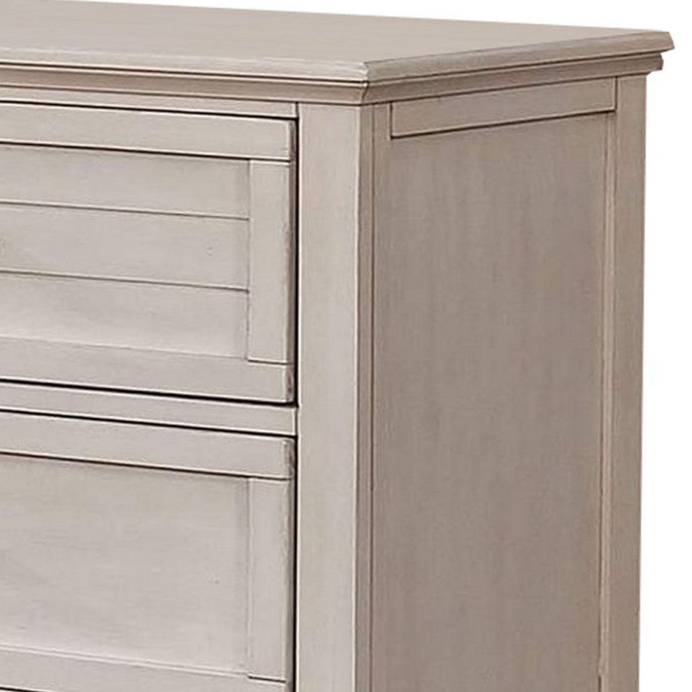 Benzara BM252378 Dresser With 6 Drawers and Metal Pulls, Antique White