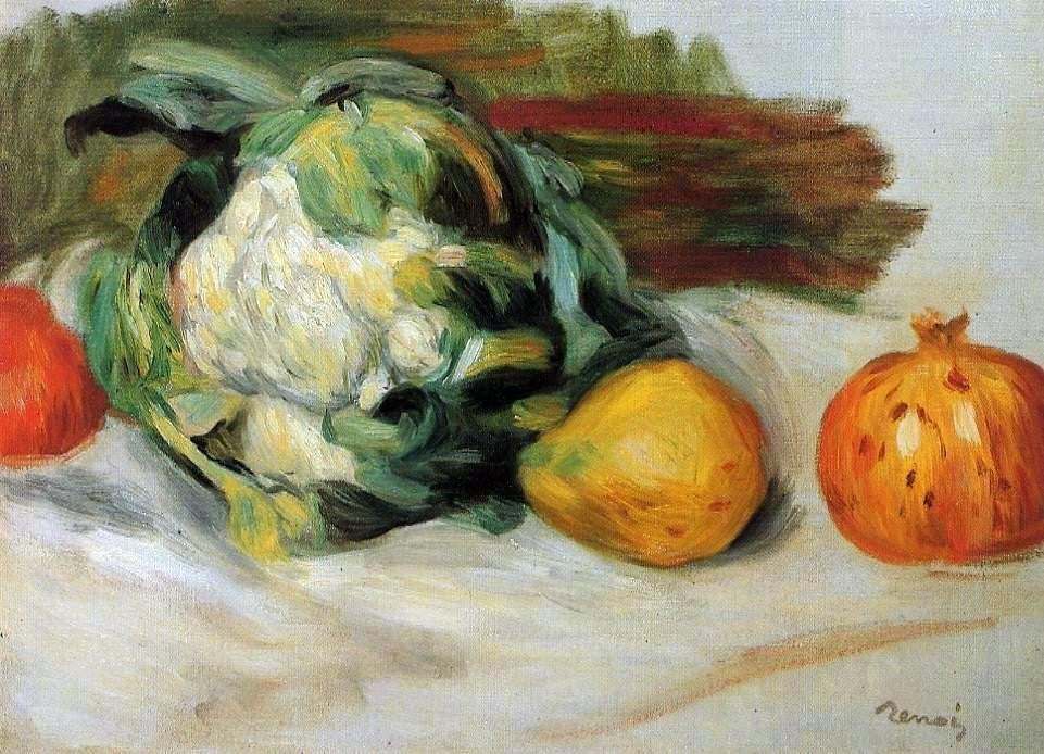 Pierre Auguste Renoir Cauliflower and Pomegranates Gallery Wrapped Canvas Print