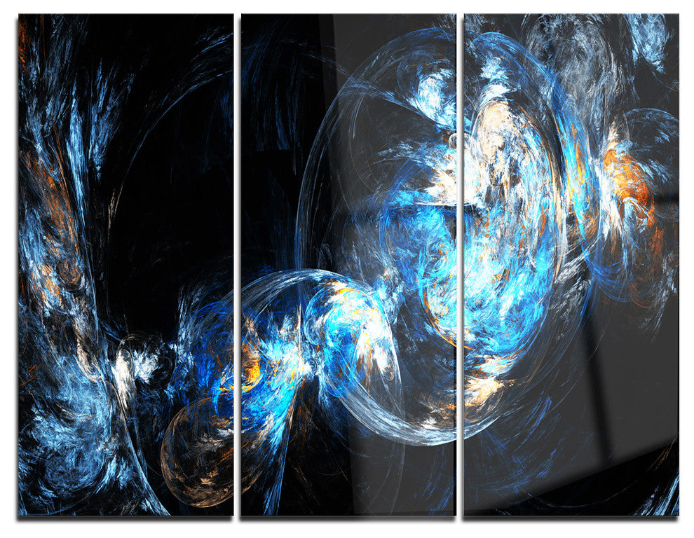 "Colored Smoke Blue" Digital Metal Wall Art, 3 Panels, 36"x28"