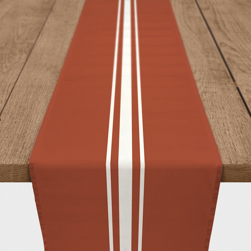 Orange and White Stripe Table Runner