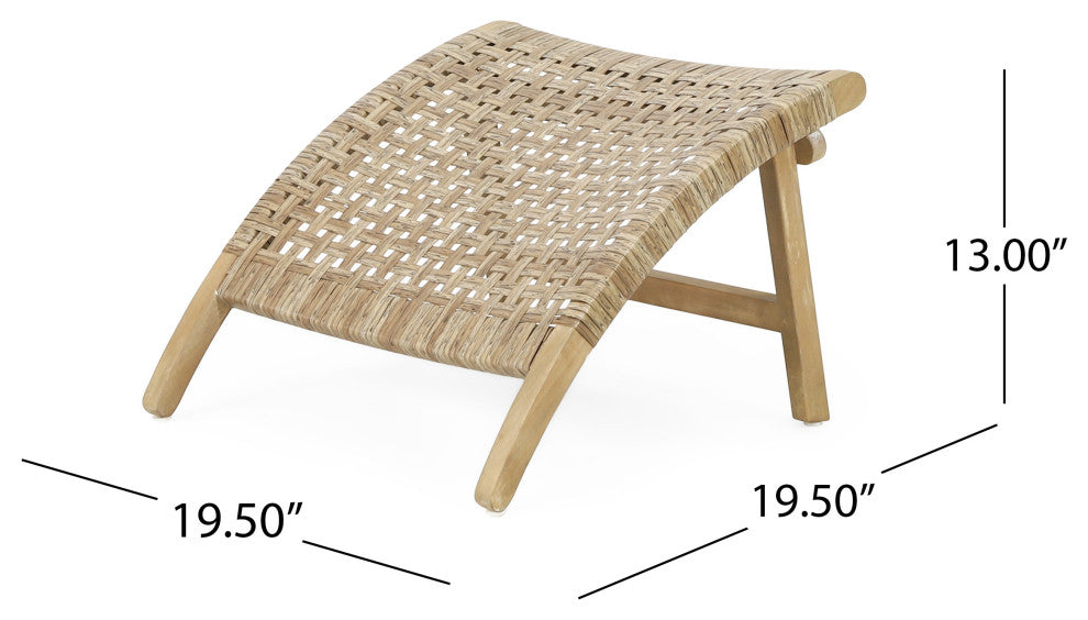 Arlost Outdoor Wicker Lounge Chair With Ottoman, Set of 2