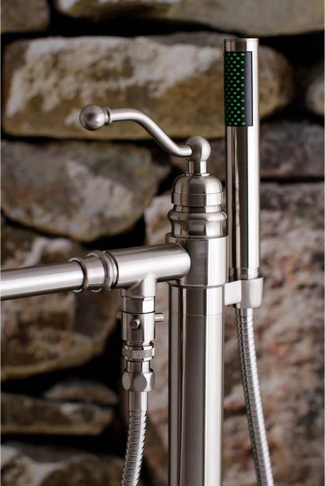 Kingston Brass Freestanding Tub Faucet With Hand Shower, Brushed Nickel