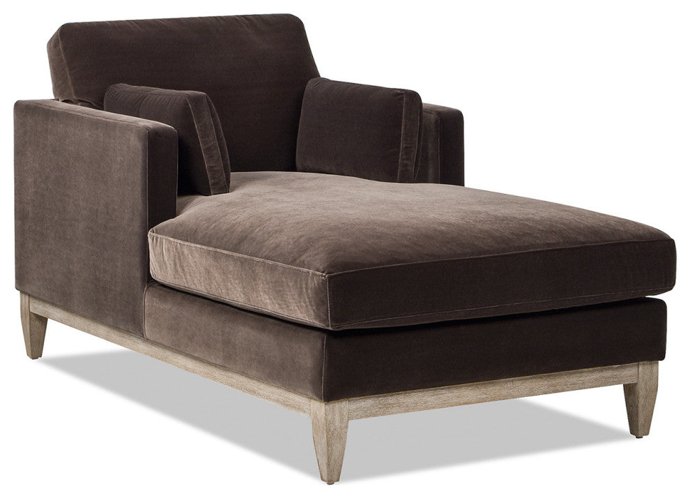Knox 65" Modern Velvet Upholstered Chaise Lounge Chair, Deep Brown