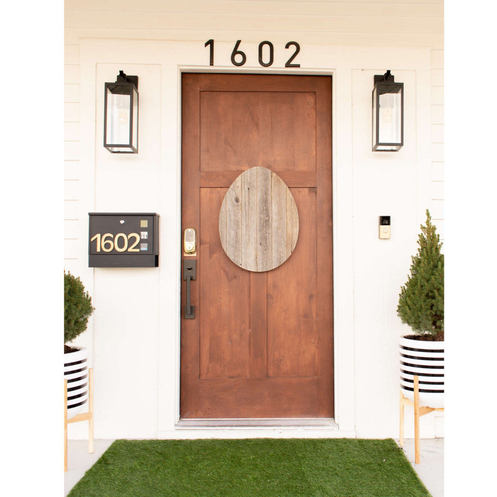 24" Rustic Farmhouse Gray Wood Large Egg