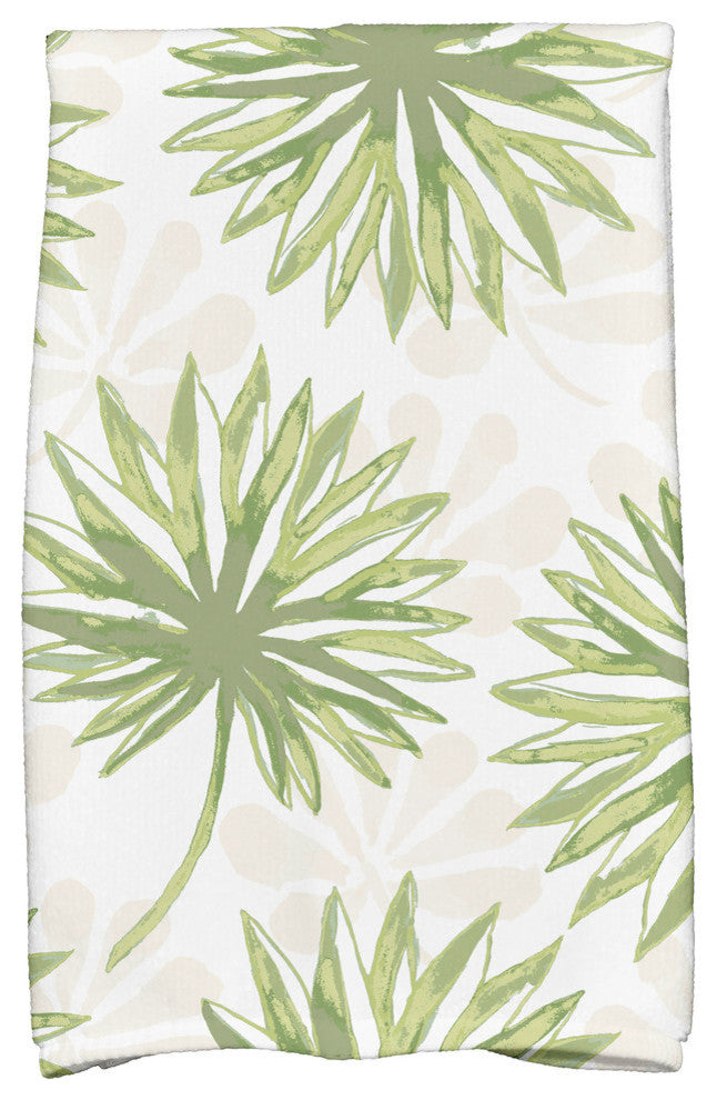 18"x30" Spike and Stamp, Floral Print Kitchen Towel, Green