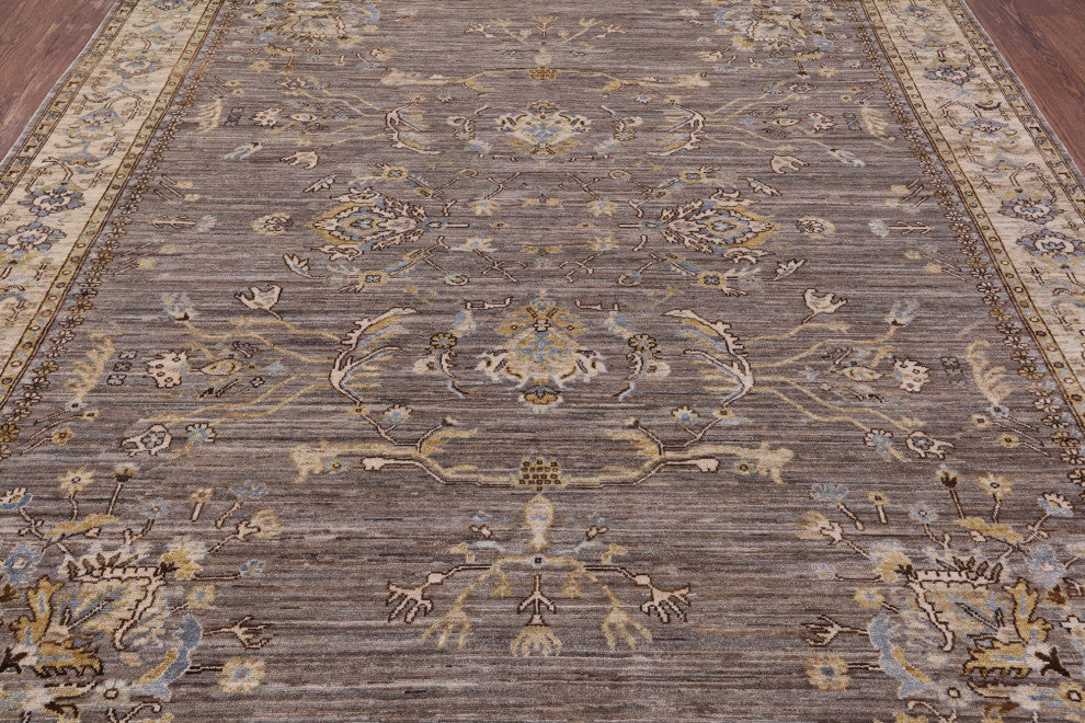 8' 5" X 9' 10" Natural Peshawar Hand Knotted Rug Q4426