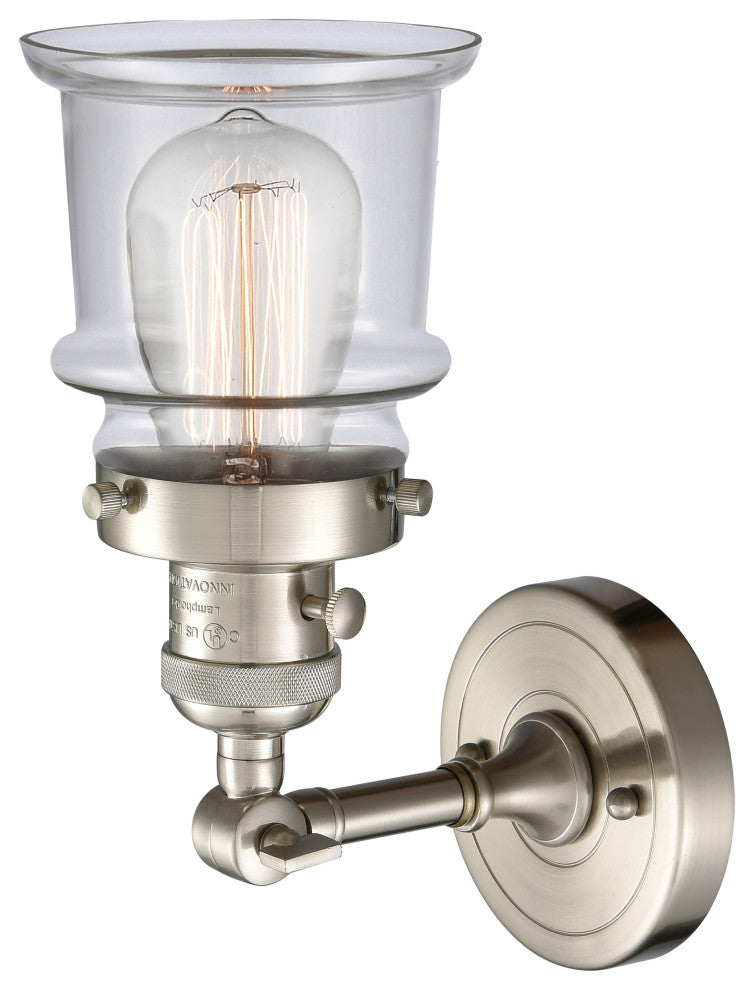 Small Canton 1-Light Sconce, Brushed Satin Nickel, Clear