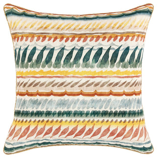 Cetara 22" Belgian Linen Fabric Multi-Color Throw Pillow