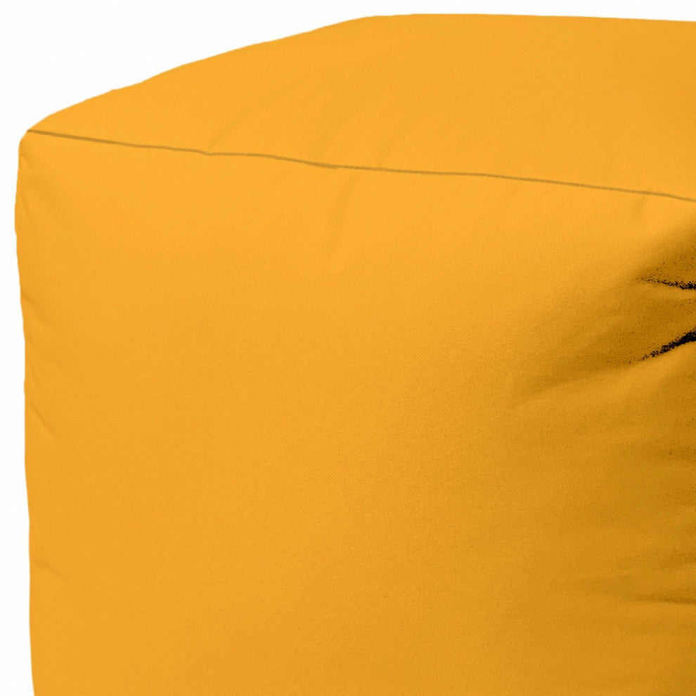 17  Cool Golden Yellow Solid Color Indoor Outdoor Pouf Ottoman