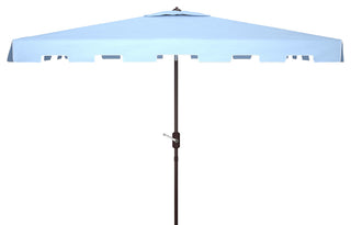 Safavieh Zimmerman 6.5'x10' Rectangle Market Umbrella, Baby Blue/White
