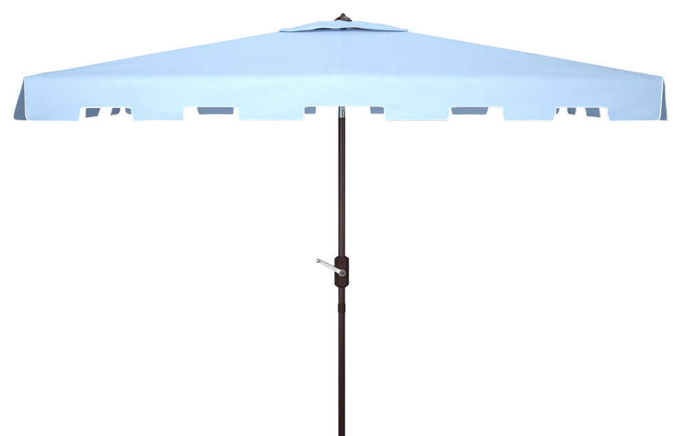 Safavieh Zimmerman 6.5'x10' Rectangle Market Umbrella, Baby Blue/White