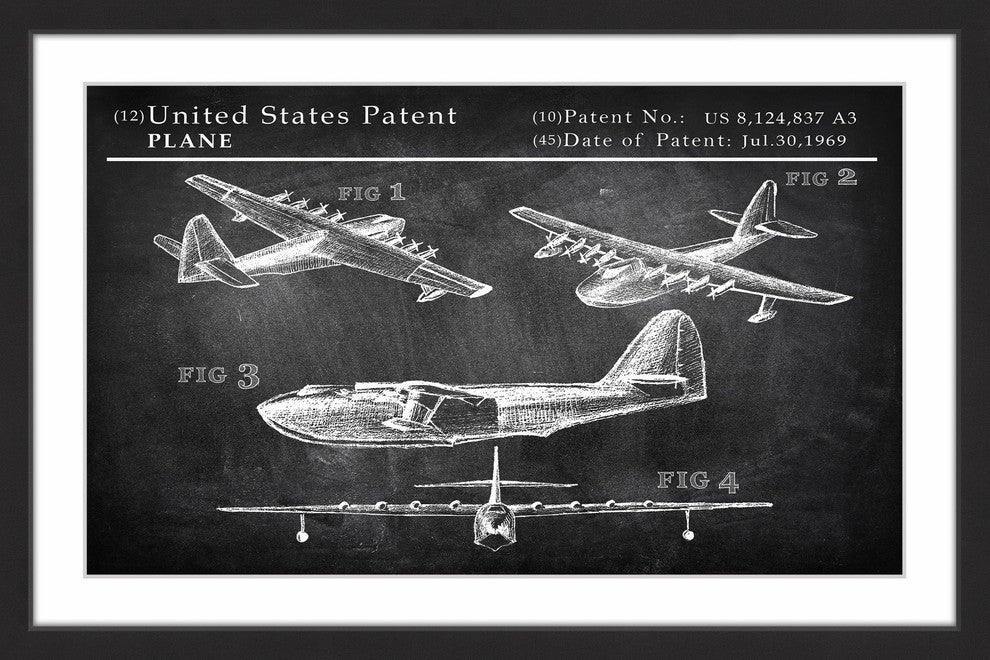 "Historical Airplane" Framed Painting Print, 18"x12"