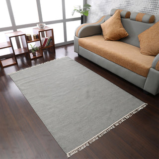 HAND WOVEN FLAT WEAVE KILIM WOOL ECO-FRIENDLY AREA RUGS-Solid,Silver