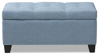 Paris Light Blue Fabric Storage Ottoman
