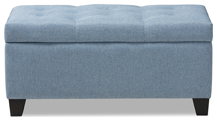 Paris Light Blue Fabric Storage Ottoman