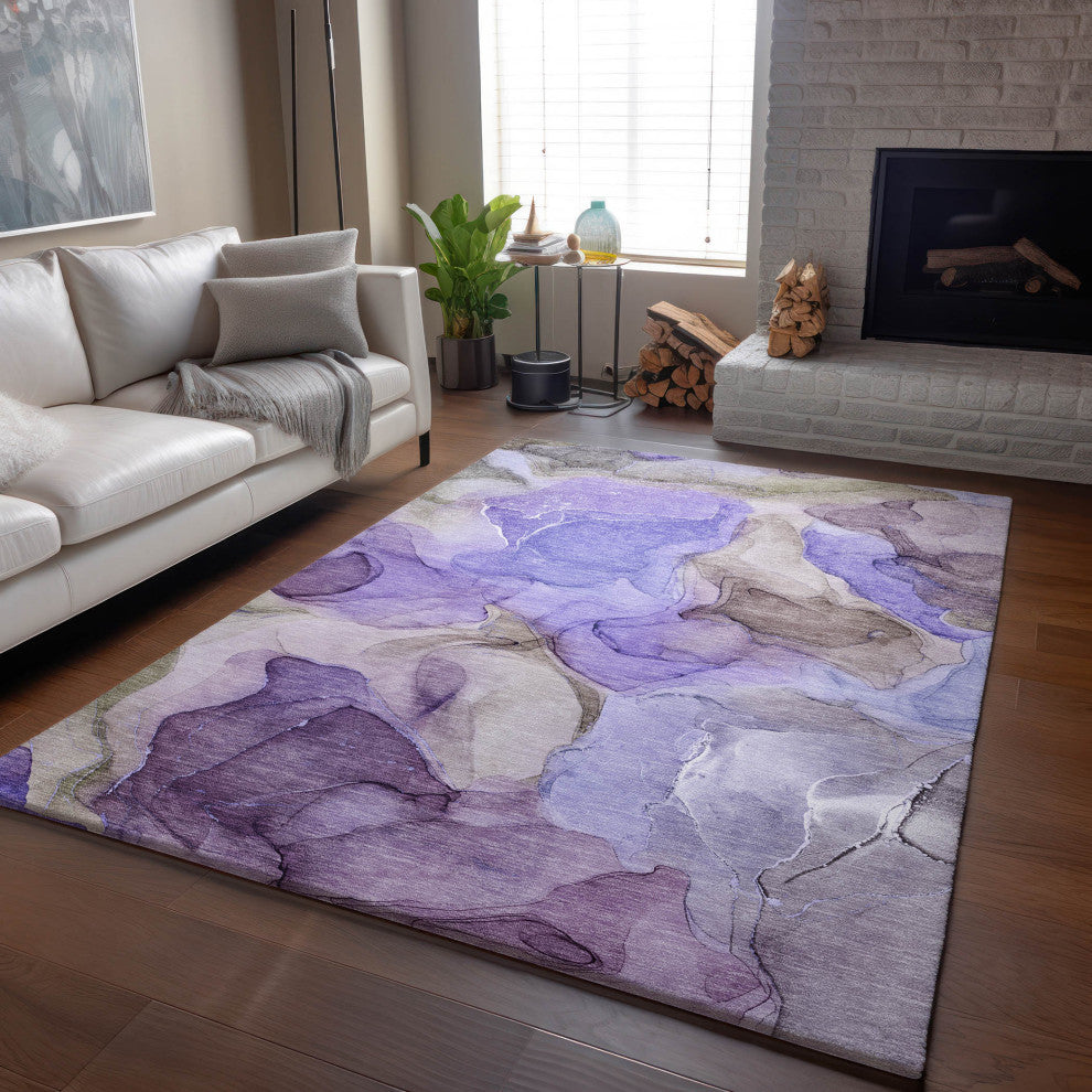 Premium Machine Washable Mayfield AMF504 Purple 8' x 10' Rug