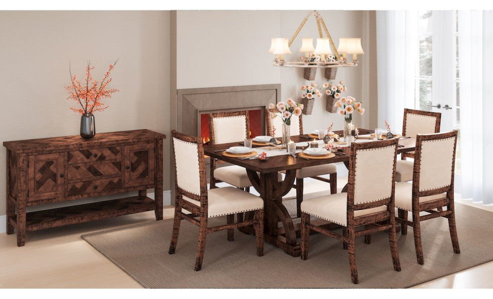 Fairview Transitional Solid Wood Upholstered Side Chair (Set of 2)