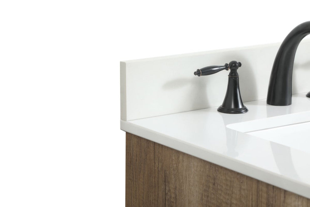 Home Living 19" Midcentury Modern Natural Oak-Light Bathroom Vanity