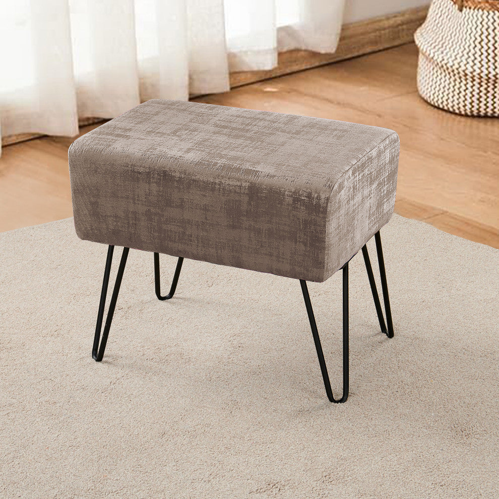 Textured Velvet Ottoman, Simply Taupe
