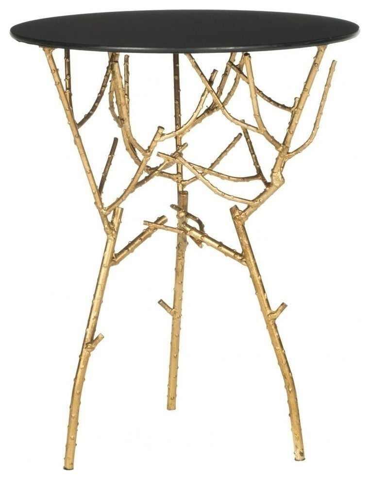 Safavieh Tara Accent Table, Gold, Black Glass Top