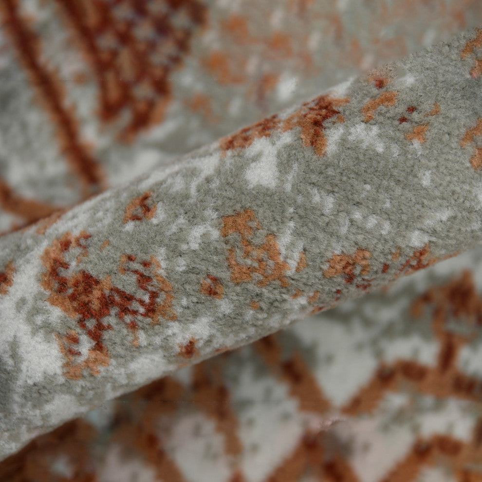 Alpine Fany Power-Loomed Polypropylene Area Rug, Orange/Gray, 7'10"x10'2"