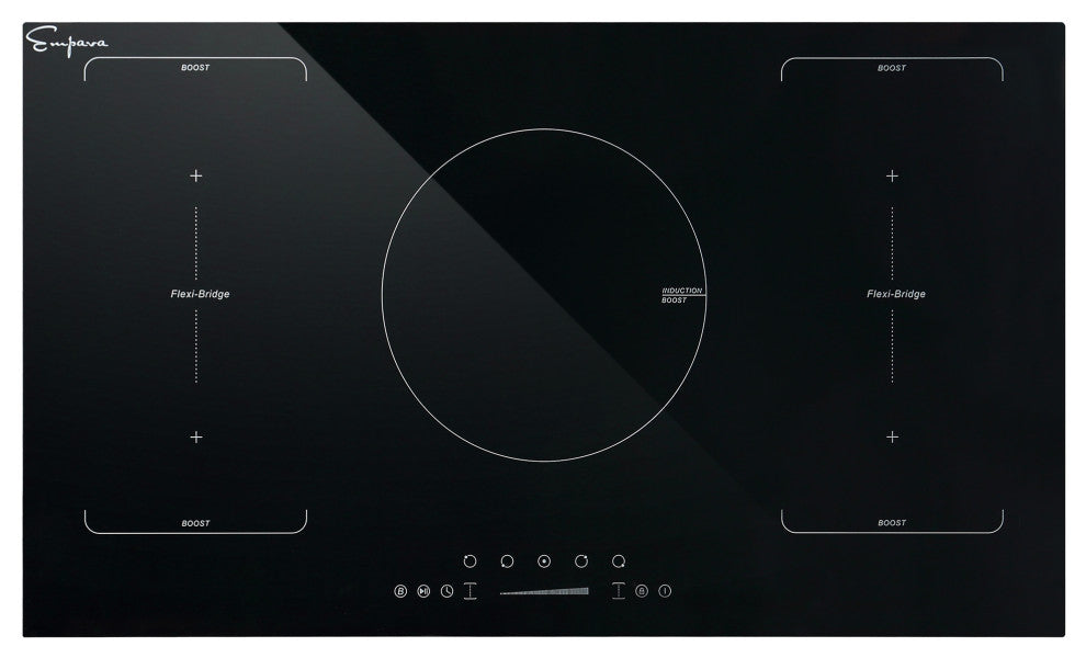 Built-in 36" 5 Elements Black Induction Cooktop Including Bridge Element