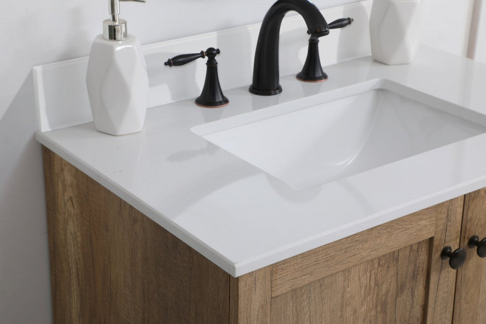 Home Living 30" Single Bathroom Vanity, Natural Oak With Backsplash