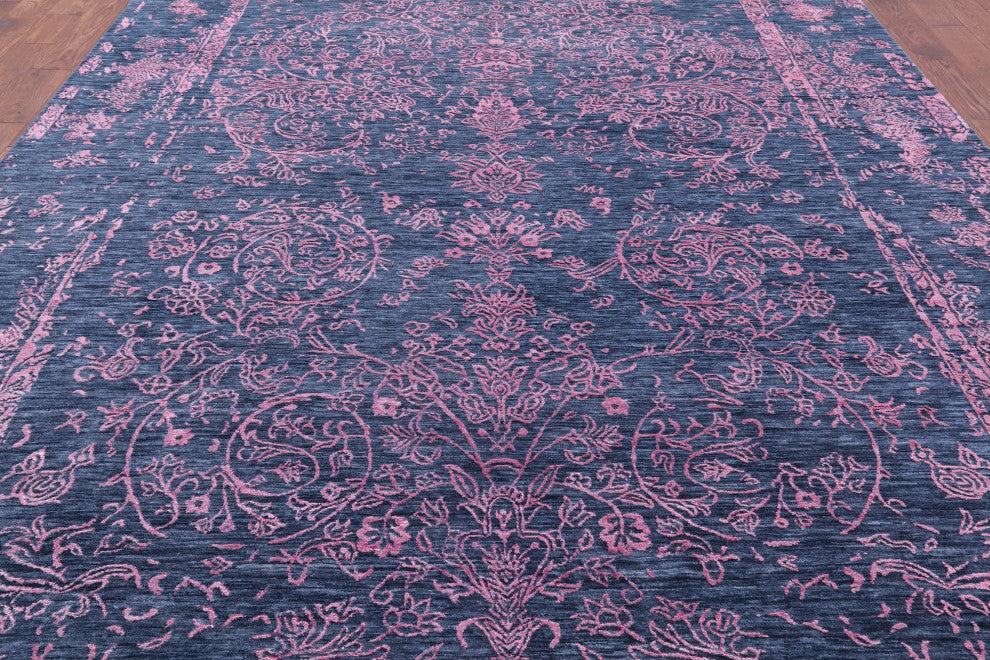 9' 1" X 12' 1" Handmade Persian Wool and Silk Rug Q6264