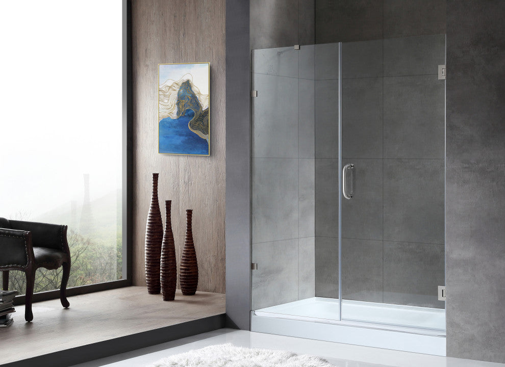 ANZZI Makata 60"x72" Frameless Shower Door, Brushed Nickel