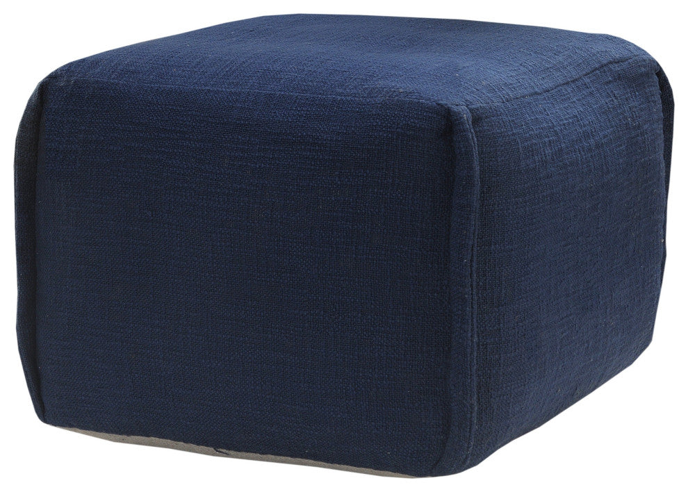 Handcrafted Solid Navy Pleated Pouf