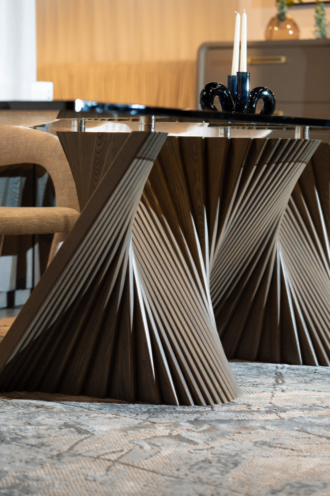 Modrest Corbin Modern Walnut and Glass Dining Table