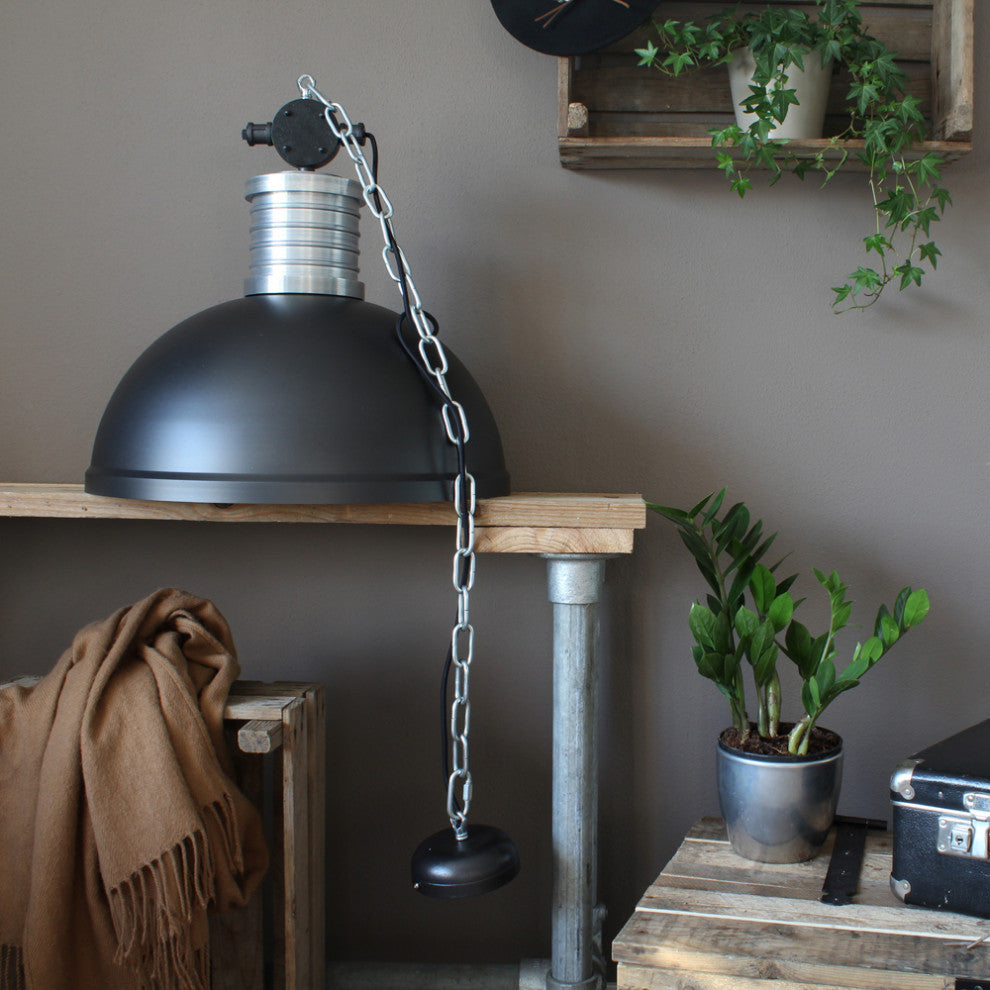Brooklyn Series Metal Open Bottom Hanging Pendant Ceiling Light, Black