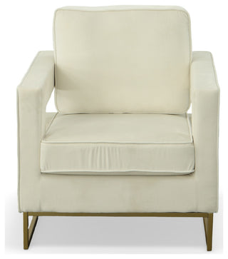 Adadon Velvet Upholstered Armchair - Cream