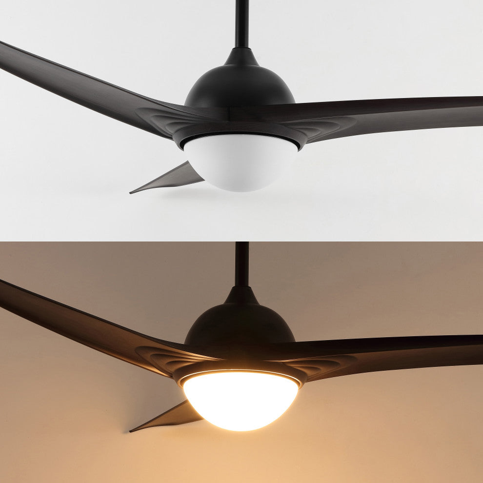 Sully 52" App/Remote 6-Speed LED Ceiling Fan, Dark Brown Wood/White