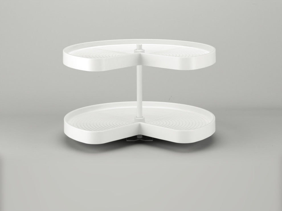 Polymer Kidney 2-Shelf Lazy Susan for Corner Base Cabinet, White, 28"W
