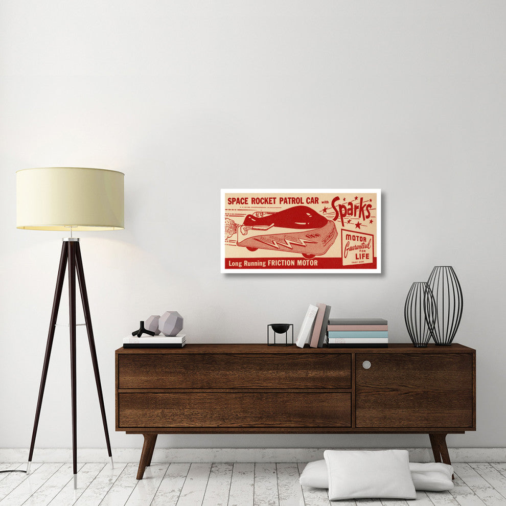 "Space Rocket Patrol Car" Digital Paper Print by Retrotrans, 38"x20"