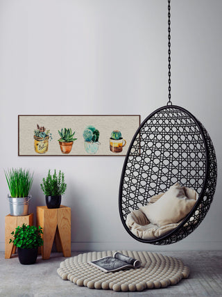 "Cuatro Cactus" Floater Framed Painting Print, Canvas, 60"x20"