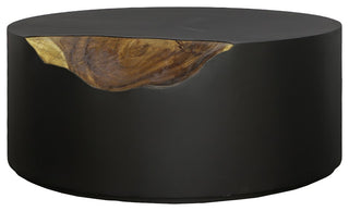 Cornered Coffee Table, Natural, Iron, Round