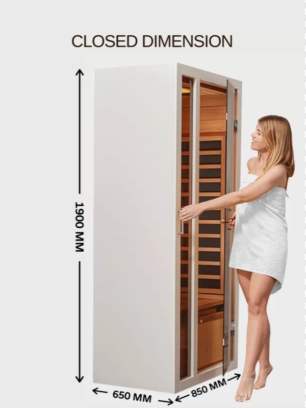 Extendable Indoor FAR Infrared Heating Sauna Bluetooth, White, 1-Person