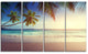 "Typical Sunset On Seychelles Beach" Seascape Art Canvas, 4 Panels, 48"x28"