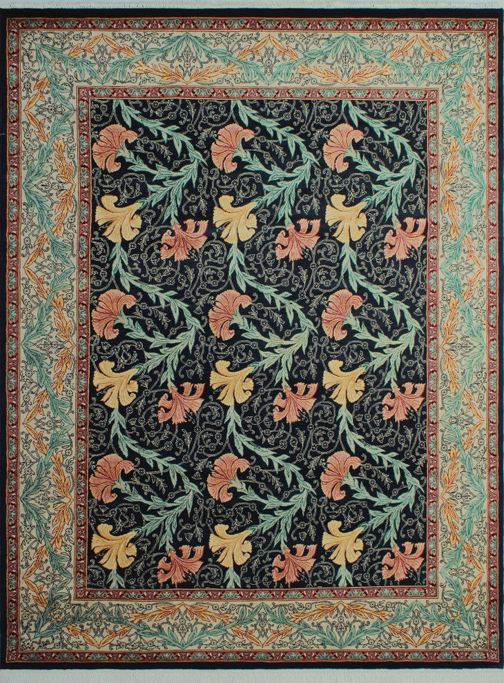 Pak-Persian Carnation Black Rug, 8'0x10'6