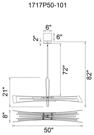Solara Integrated LED Chandelier, Black, 50 Inches