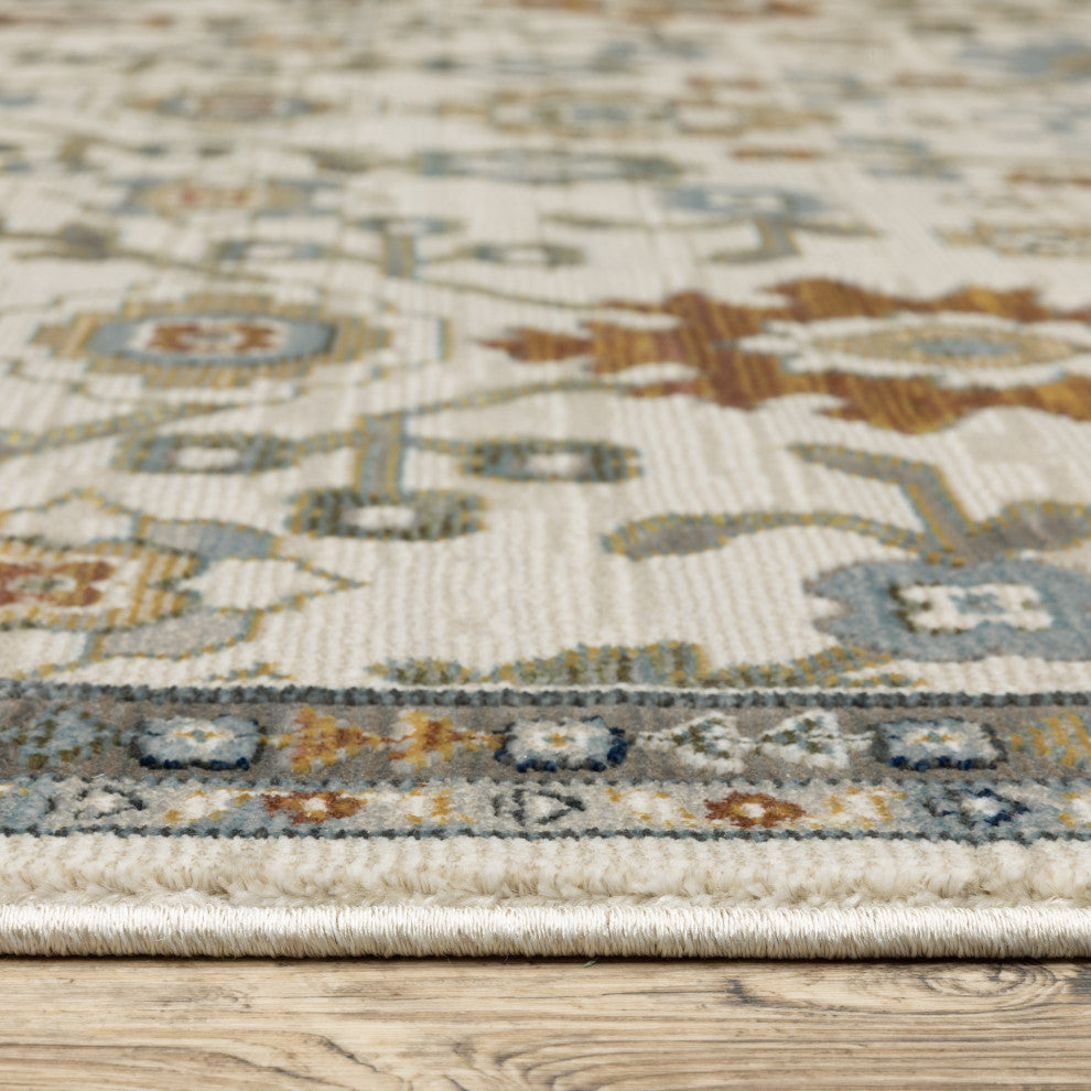 Keller Traditional Floral Ivory/ Multi Area Rug, 7'10" x 10'10"