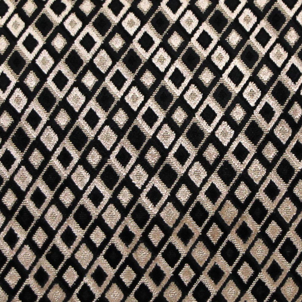 Velvet Geometric Pattern Decorative Throw Pillow, Jager Black Diamond, 20"x20"