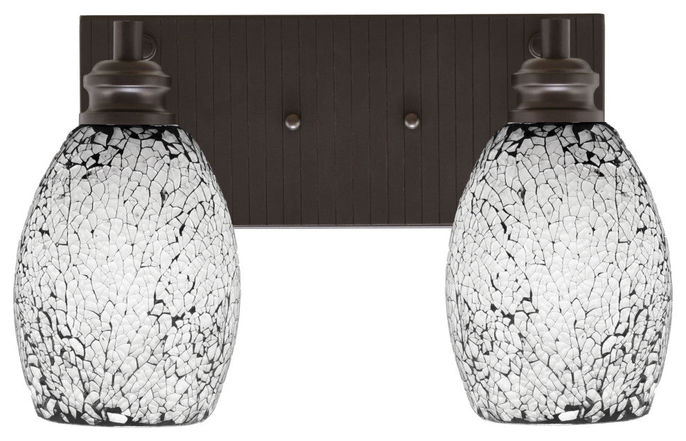 Edge 2-Light Bath Bar, Espresso Finish, 5" Black Fusion Glass